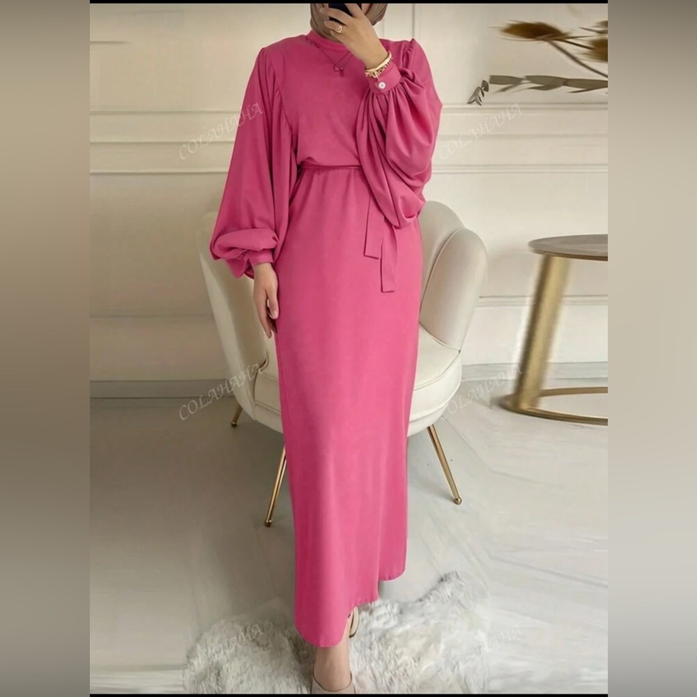 Bright Pink Polyester Fabric Dress Sz M